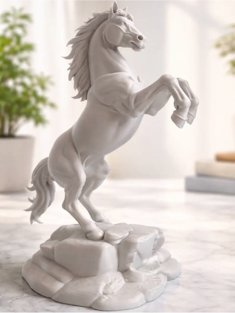 White Rearing Horse Sculpture – Brand